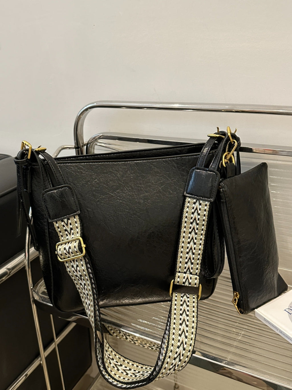 PU Leather Bag - Adjustable Strap Crossbody Bag with Pouch
