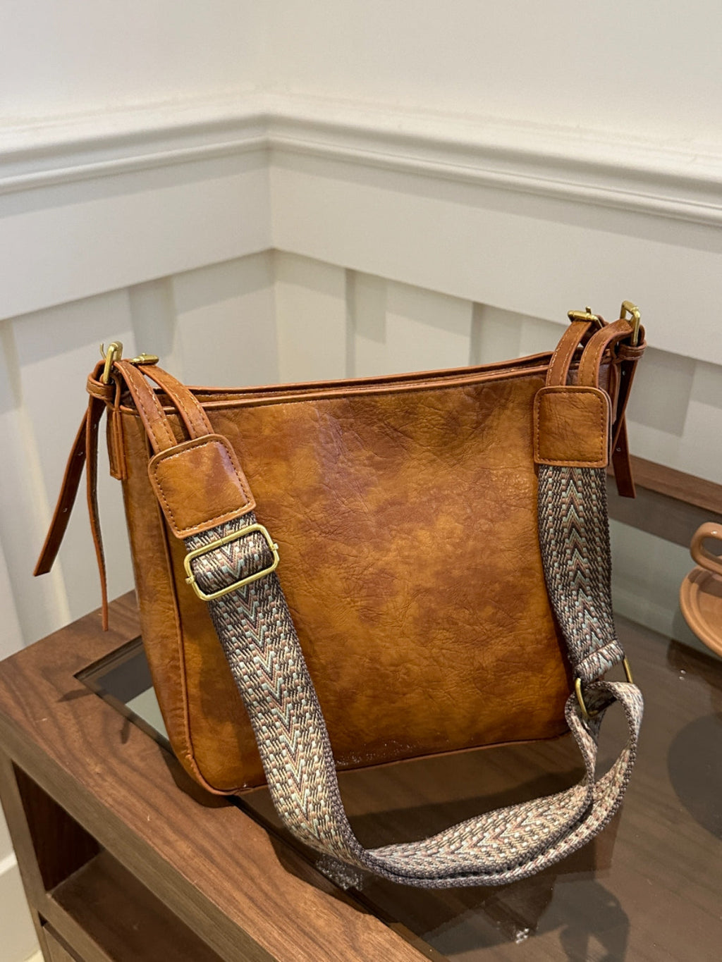 PU Leather Bag - Adjustable Strap Crossbody Bag with Pouch