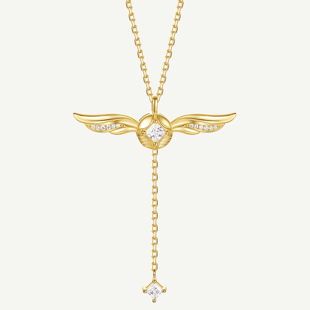 Golden Snitch Sterling Silver Necklace with Wing