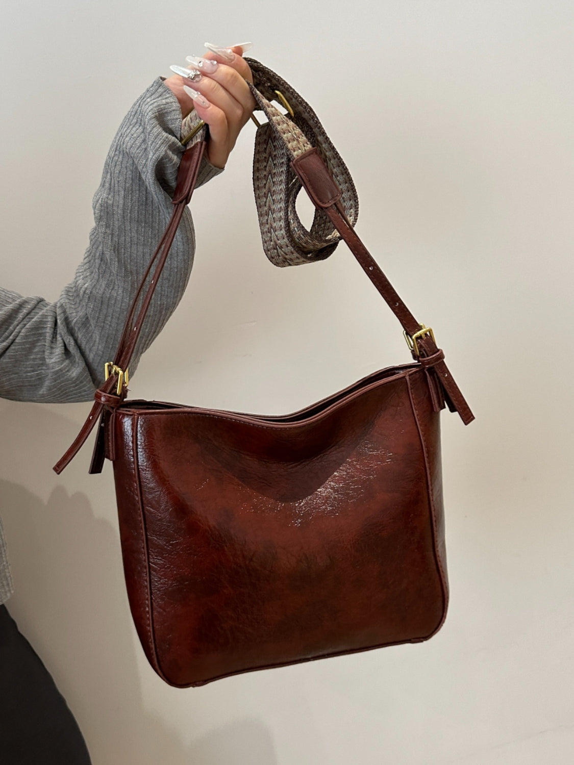 PU Leather Bag - Adjustable Strap Crossbody Bag with Pouch